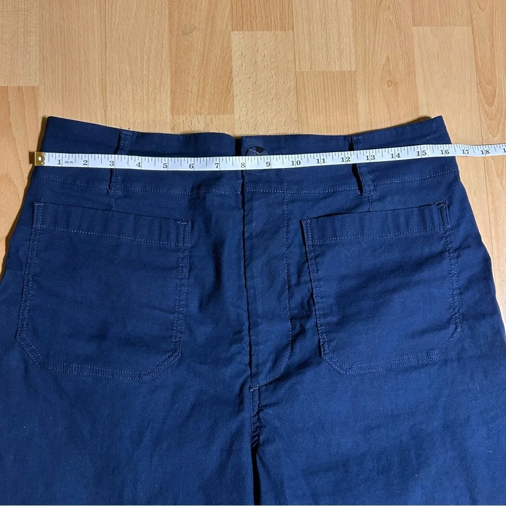 Anthropologie Maeve Colette The Magic Fabric Crop Wide Leg Pant Navy Blue 32 - Picture 12 of 13